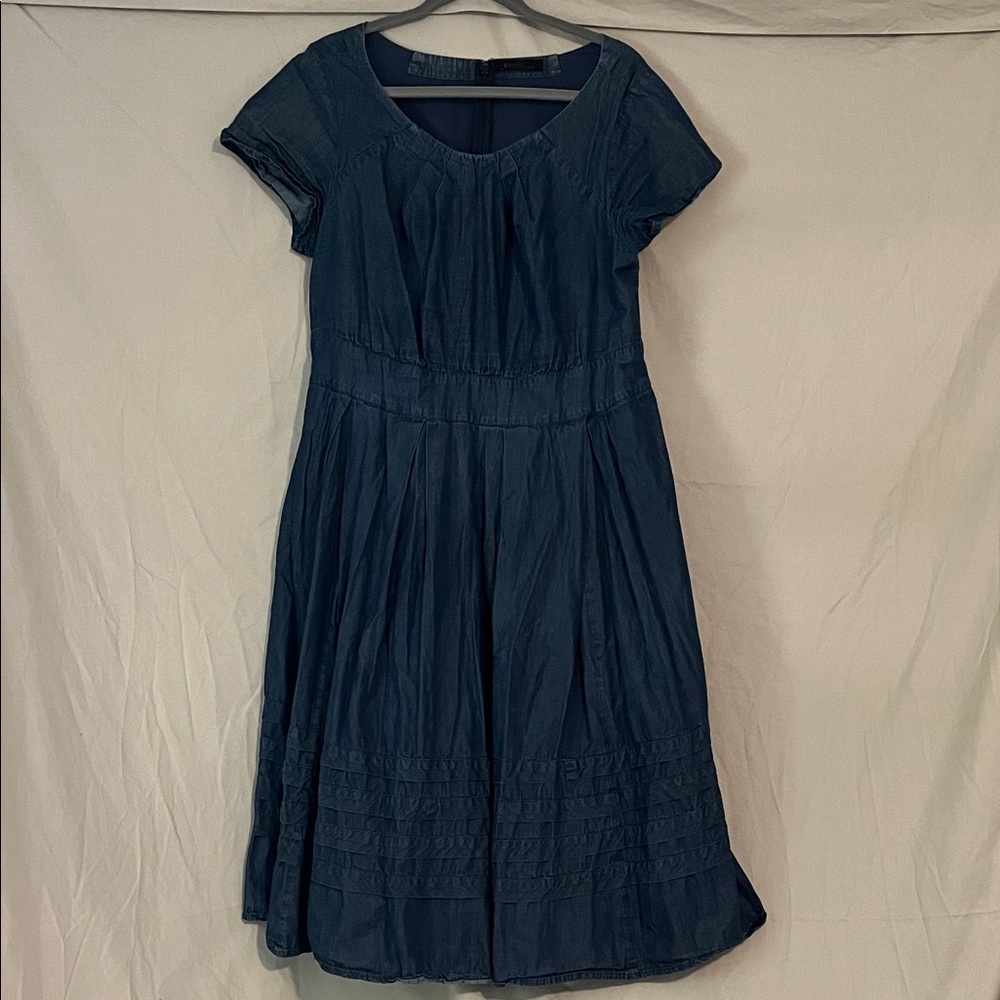 Women's Navy Short-Sleeve Midi Dress
